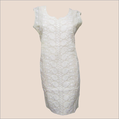 Offwhite Chicken Kurti Cmbric