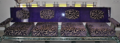 Glass Sofa - Glass Metal, 72x36x18 Inches, Purple | Elegant Design, Comfortable Seating, Easy Cleaning, Modern Style, 3-Seater, 1 Year Warranty
