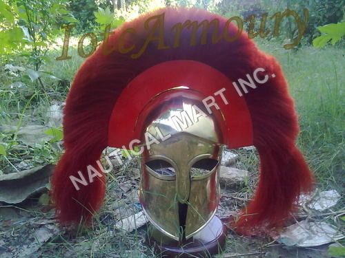 Armour Spectacle Brass With Red Plume Helmet.