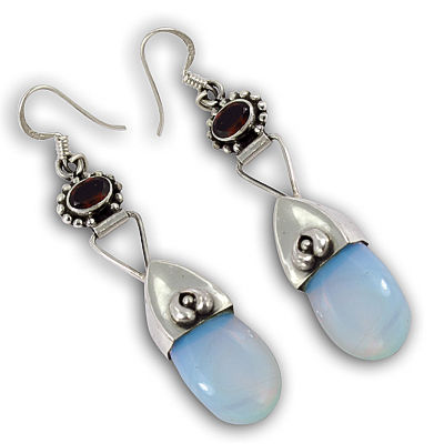 Garnet & Opal Gemstone Earrings Jewellery