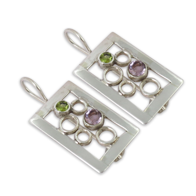 Amethyst & Peridot Gemstone Earrings Jewellery