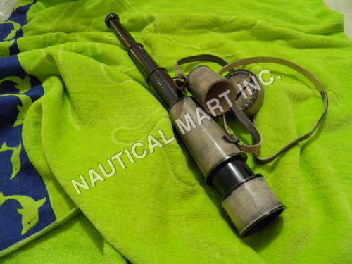 NAUTICAL BRASS ANTIQUE TELESCOPE WITH LEATHER.