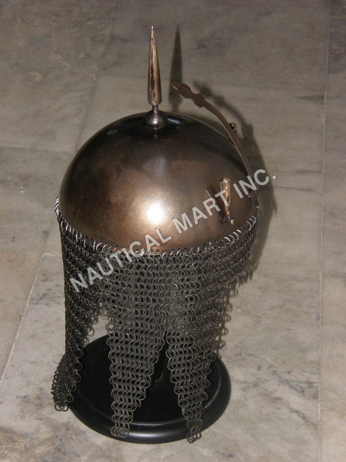 MEDIEVAL HELMET WITH CHAIN MAIL.