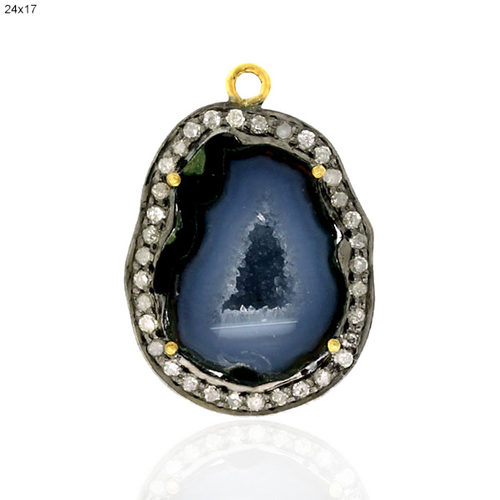 18k Gold Geode Diamond Pendant