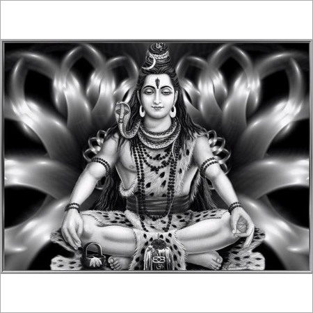 Gift Items Shiva Painting - Canvas, Variable Dimensions, Black and White | Intricate Details, Spiritual Art, Giclée Print, Decorative Piece, Religious Theme