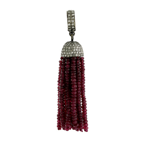Ruby Pave Diamond Tassel Pendant