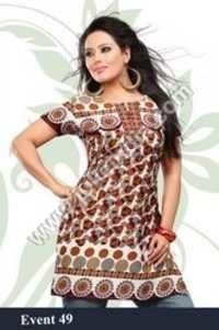 Printed Ladies Kurta - Cotton Fabric, Multiple Sizes, Brown Color | Elegant Design, Vivid Floral Prints, Long Lasting, Perfect Fit, Half Sleeves