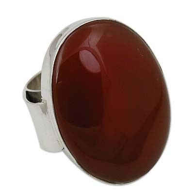 Red Onyx Semi Precious Gemstone Silver Ring Jewellery