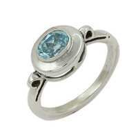 Blue Topaz Natural Gemstone Silver Ring Jewellery