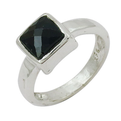 Black Onyx Semi Precious Gemstone Silver Ring Jewellery