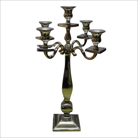 Brass Base Nickel Plated Candle Stand
