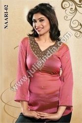 Fancy Chiffon Kurti - Chiffon Fabric, Varied Sizes, V-Neck, Long Sleeves | Embroidered, Elegant Designs, Smooth Texture, Skin Friendly, Colorfast