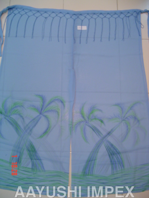 Blue Pareo Pant - Cotton, Light Blue | Lightweight Fabric, Palm Tree Pattern, Comfortable Fit, Stylish Beachwear