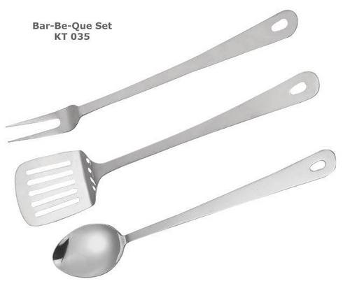 Bar-Be-Que Set - Stainless Steel, 12 Inches, 3 Pieces | Ergonomic Handles, Heat-Resistant, Dishwasher Safe