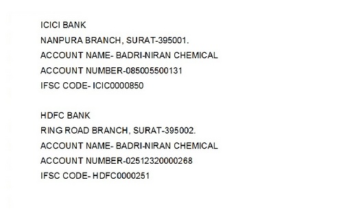 Our Bank Details
