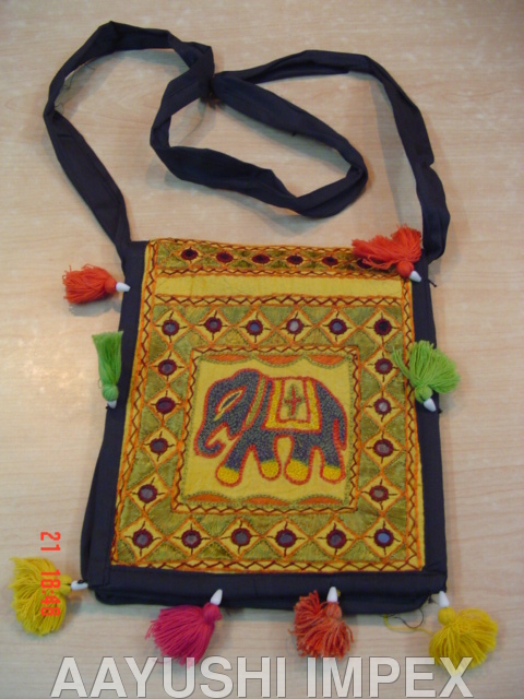 Paper Bags - Cotton, 10x15cm, Yellow, Zipper Closure | Hand-Embroidered, Durable, Stylish, Portable, Lightweight, Handmade, Eco-Friendly