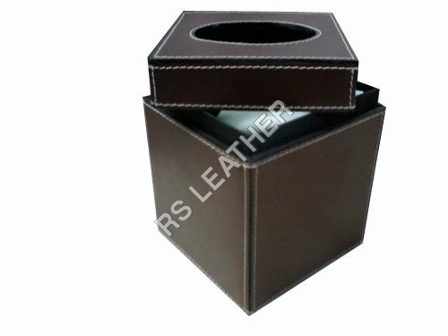 Brown Leather Tissue Box