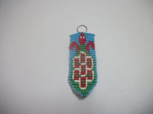 Handicraft Jewellery - Beaded 2x1 Inch Blue, Metal Ring Fastener, Lightweight Unique Design Keychain