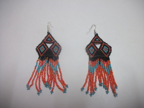 Handicraft Jewellery - Beaded 2x3 Inches Orange, Hook Fastening, Unique Design, Handcrafted, Lightweight