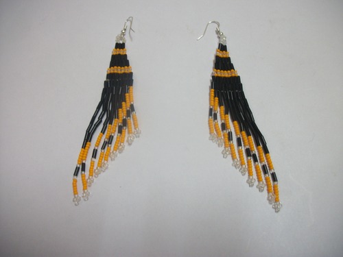 Handicraft Jewellery - Beaded 70mm, Black | Elegant Design, Handcrafted, Lightweight Pair