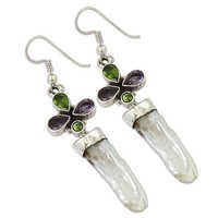 Amethyst & Fresh Water Pearl Gemstone Earrings Jewellery