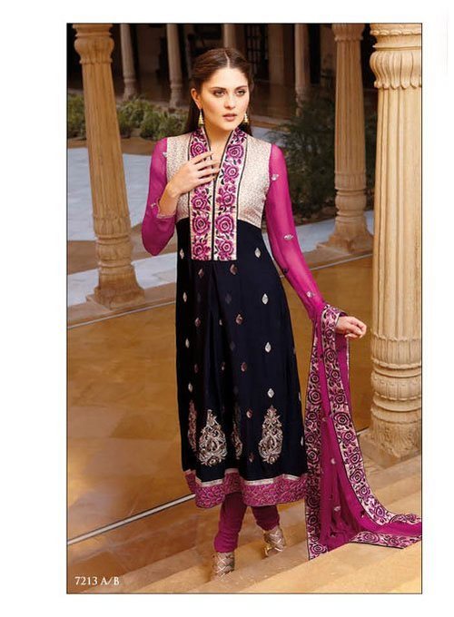 GORGETTE WITH BROCADE