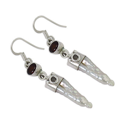 Garnet & Freshwater Pearl Gemstone Earring Jewellery