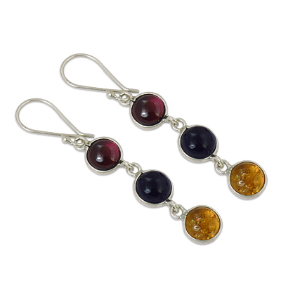 Amber,Amethyst,Tourmaline Gemstone Earrings Jewellery