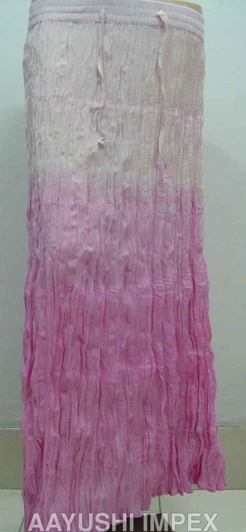 Pink Pleated Long Skirts