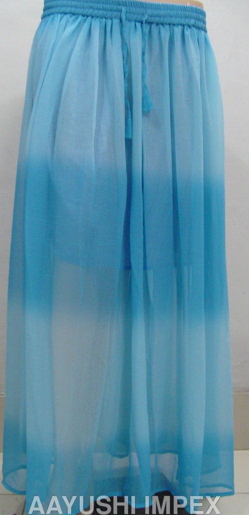 Blue Cotton Long Skirts - Cotton, Blue, Long | Comfortable Fabric, Stylish A-line Design, Lightweight, Elastic Waist