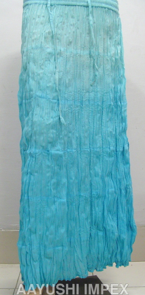 Pleated Cotton Long Skirt