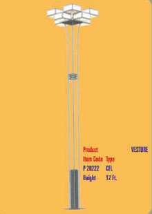 Decorative Garden Pole - Steel, 12ft, 6 Inch Diameter, 6 LED Lights | Elegant Design, Energy Efficient, Weather Resistant