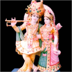 Radha Krishna Statue - Marble, 12 Inches, Multicolor | Intricate Details, Hand-Painted, Spiritual Décor, Gift Item