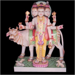 Dattatreya Statue - Hand-Carved Marble, 12 Inches, Multicolor | Intricate Details, Hand-Polished Finish, Durable