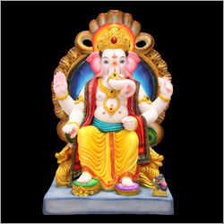 Ganesh Statue - Polyresin, 12 Inches, Multicolor Marble Base | Handcrafted, Intricate Details, Hand-Painted Finish