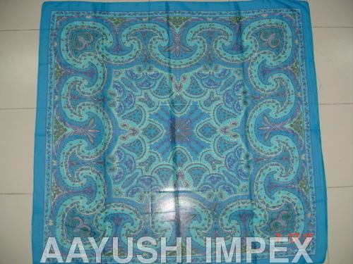 Fashion Silk Stoles - Pure Silk 36x36 Inches Light Blue, Soft Texture, Lightweight Fabric, Elegant Design