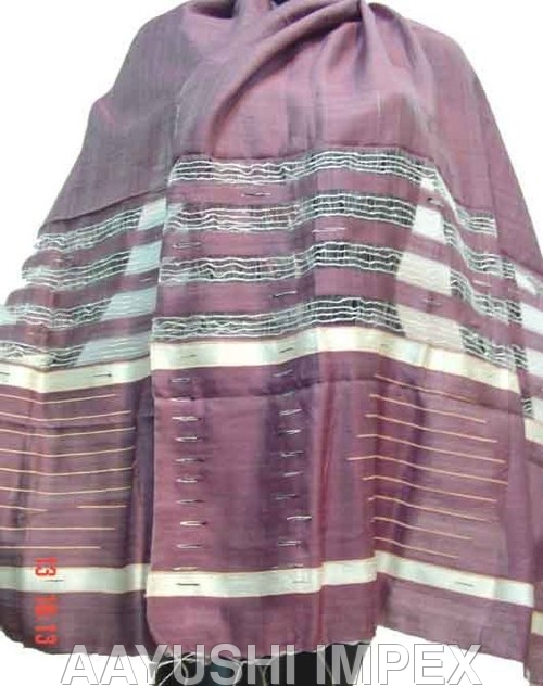 Designer Handwoven Silk Stoles - Pure Silk, 70x20 Inches, Purple | Handwoven, Elegant Style, Luxury Feel