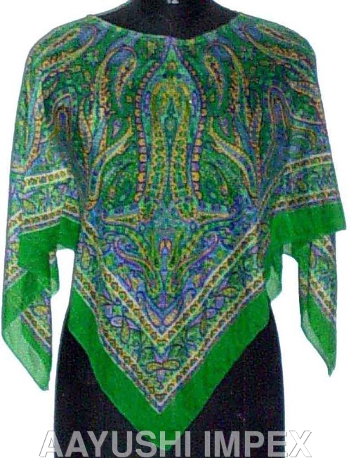 Green Printed Ponchos
