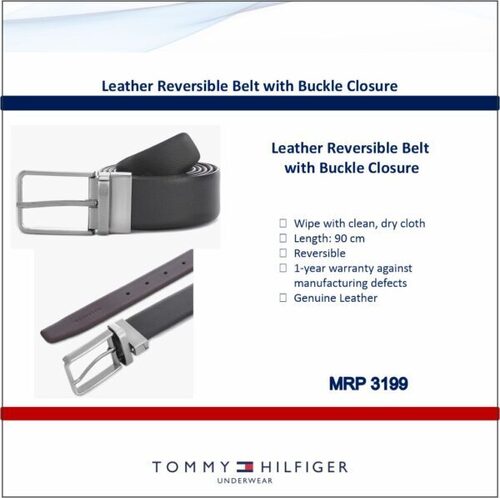 Tommy Hilfiger Leather Reversible Belt with Buckle Closure