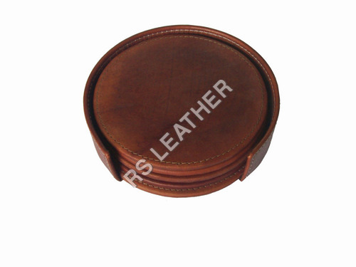 LEATHER 4X4 COASTER  SET