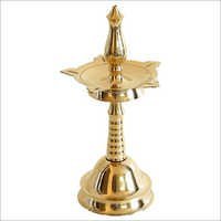 Brass Pooja Lamp - Brass, 10 Inches Height, 5 Inches Diameter | Elegant Design, Durable Brass, Easy Maintenance, Intricate Details, Perfect Finish, Smooth Edges