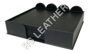 Leather Conference Pad Holder - Black Genuine Top Grain Leather, 25 Piece Set