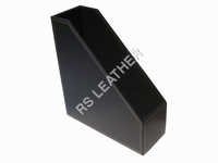 Black Leather Magazine Rack