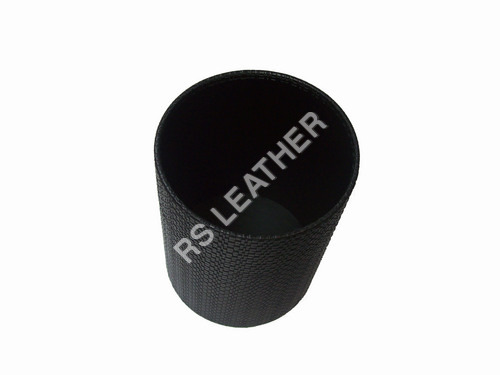 woven Black Leatherette Waste Bin