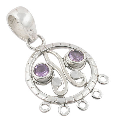 Amethyst And Rainbow Moonstone Gemstone Pendant Jewellery