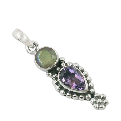 Amethyst & Labradorite Gemstone Pendant Jewellery