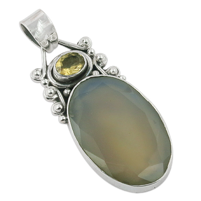 Chalce And Citrine Gemstone Pendant Jewellery