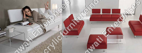 Acrylic Sofa - Acrylic Fabric, Variable Dimensions, Red | Modern Design, Durable Frame, Comfortable Seating, Easy Cleaning