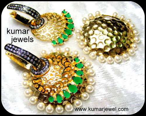 Beaded Jewellery - Gold Plated, Pearl Accents | 3-in-1 Versatile Hoop Earring with Removable Back Pendant