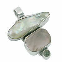 Fresh Water Pearl, Rose Quartz & Labradorite Gemstone Pendant Jewellery